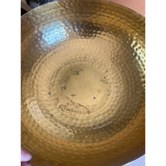 (3) Creative Co-Op Round Hammered Metal Bowl, Gold Finish, 14" - Picture 7 of 8